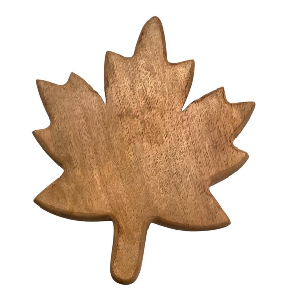 Vtg Handcrafted Hand Carved Wooden Leaf-Shaped Decor Tray 10”x12"x1.5” Glossy - Picture 2 of 7